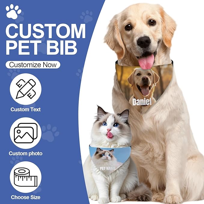 Custom Dog Bandana with Photo Personalized Dog Bandana Custom Image & Text - Image 2