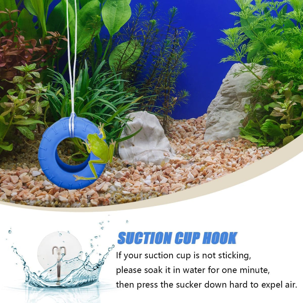 3 Pack Colours Tree Frog Tire Swing,Suction Cup Hook Climbing Toy,Tree Frog Terrarium Accessories - A Must-Have for Any Reptile Amphibian Small Aquatic Animals Lover!