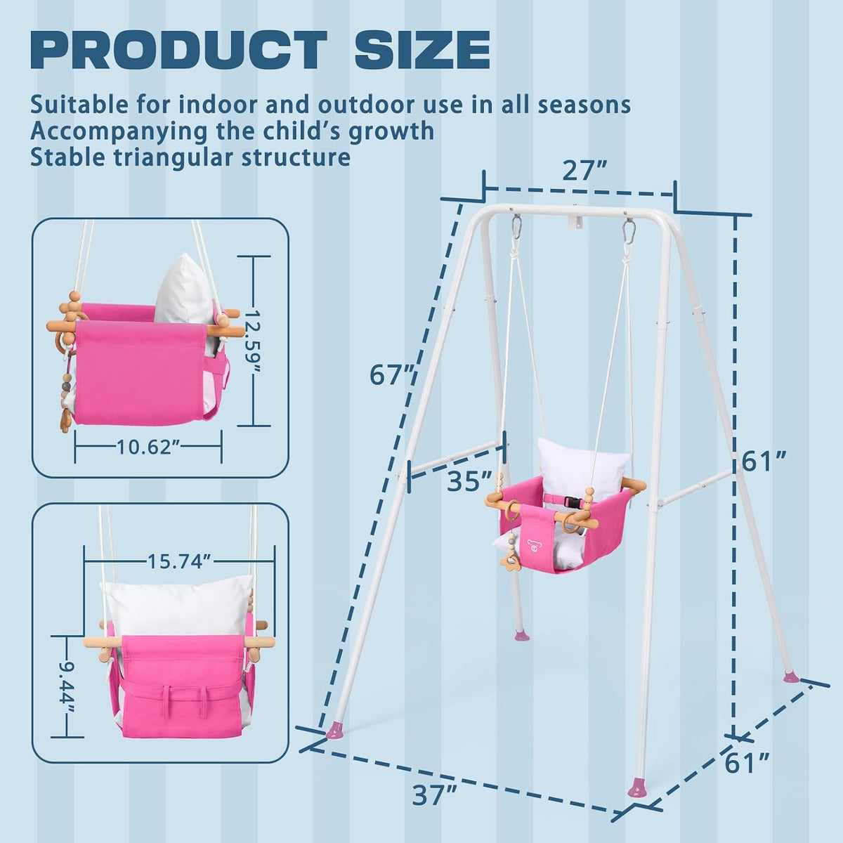 2 in 1 Baby Jumper & Swing, Foldable Stand, Toddler Swing Set for Indoor & Outdoor
