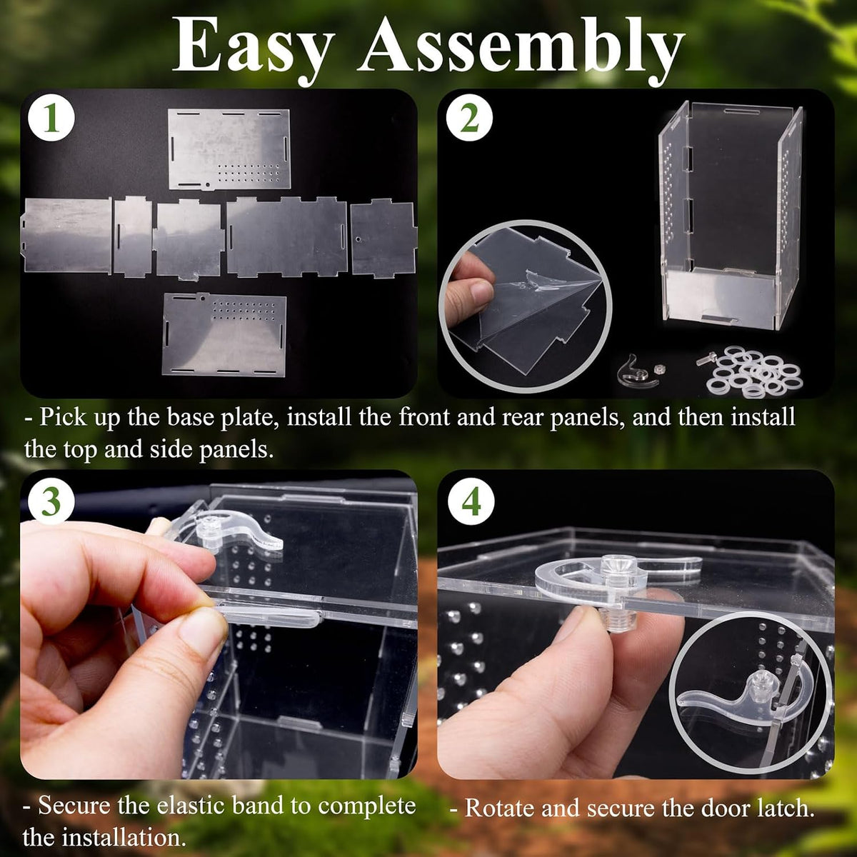 Jumping Spider Enclosure Kit, Acrylic Terrarium with Habitat Decor