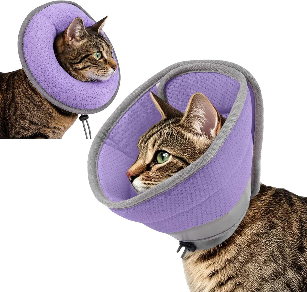 Soft Cat Cone Collar, Cat Recovery Collar, Surgery Collar，Purple M