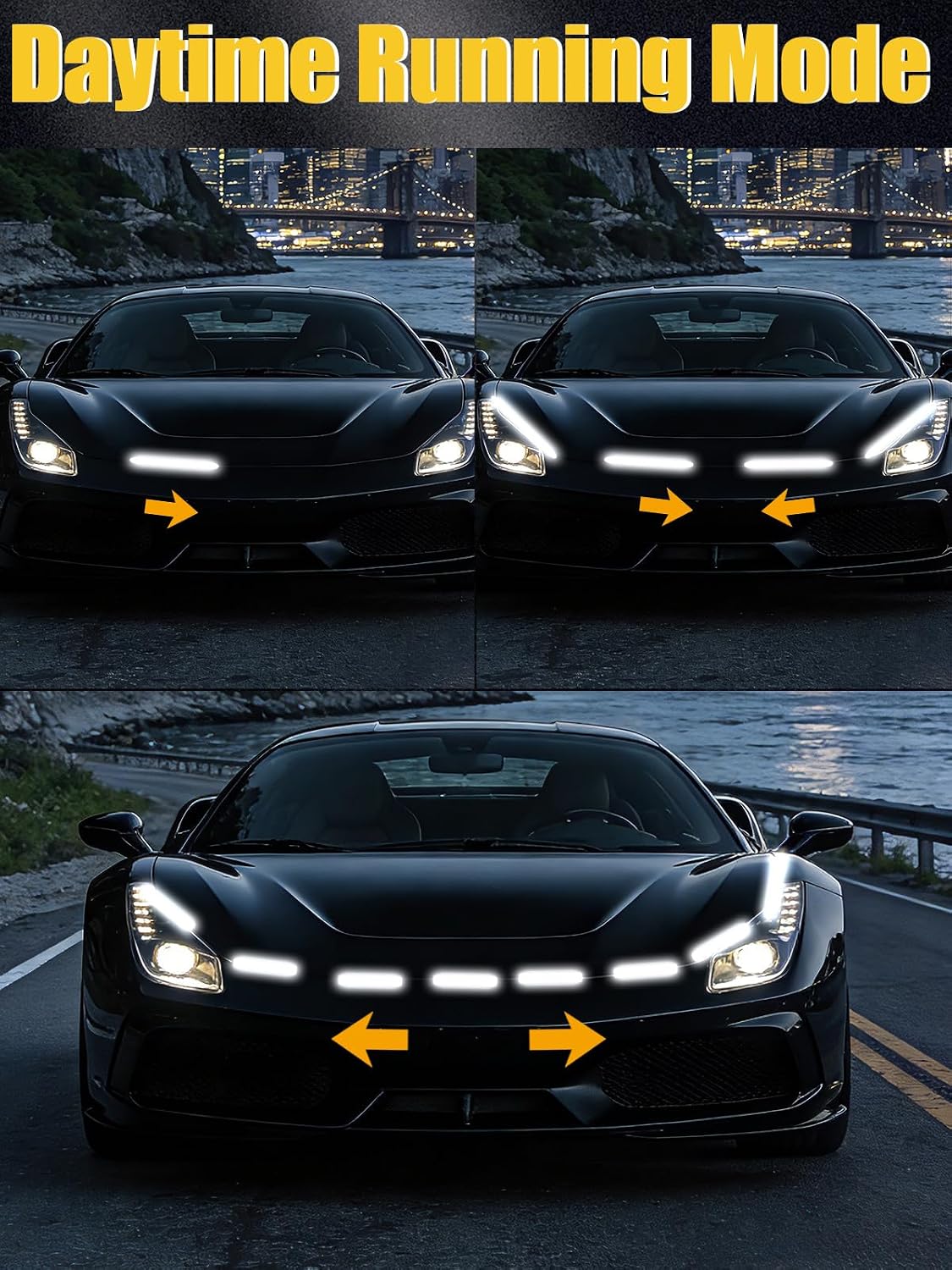 Sequential Dynamic Scan LED Hood Light Strip, Dual Color- 1 Set
