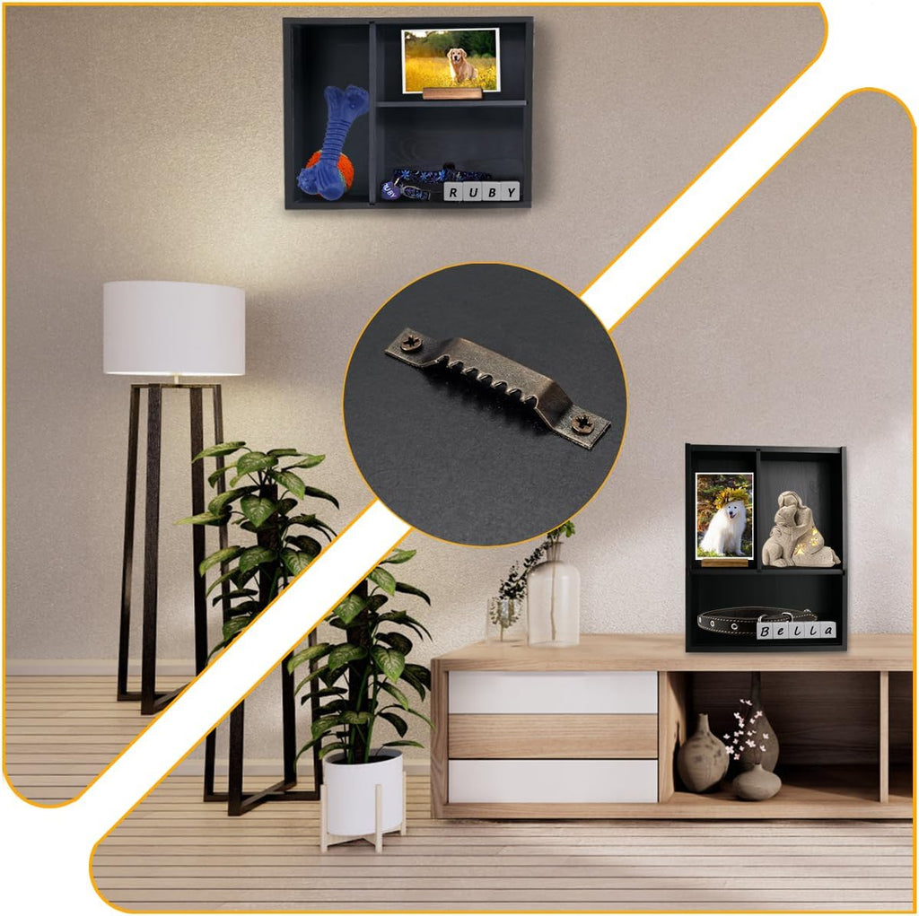 Solid Wood Pet Memorial Shadow Box Frame with Shelves