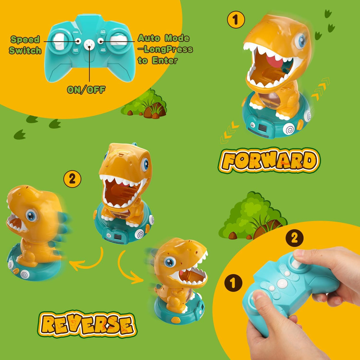 EagleStone Remote Control Dinosaur Shooting Toys with Spray and Auto Score