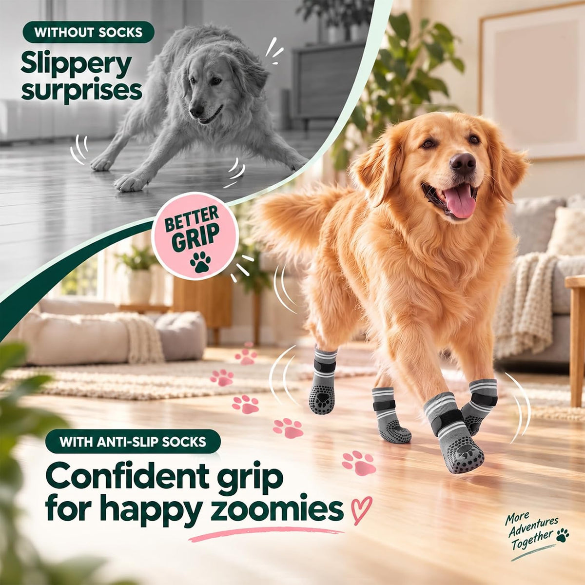 Kuoser Non-Slip Dog Socks Paw Protector for Prevent Licking & Traction