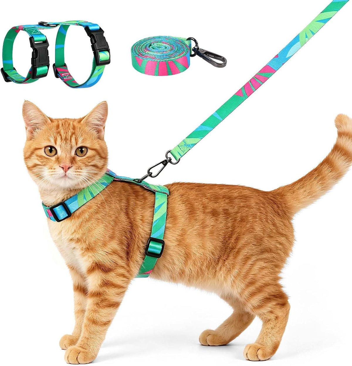 YooxArmor Adjustable Cat Harness and Leash Set, Escape Proof Kitten Harness for Walking, Soft Breathable Pet Vest for Small Medium Large Cats 5-12lbs (Grey)