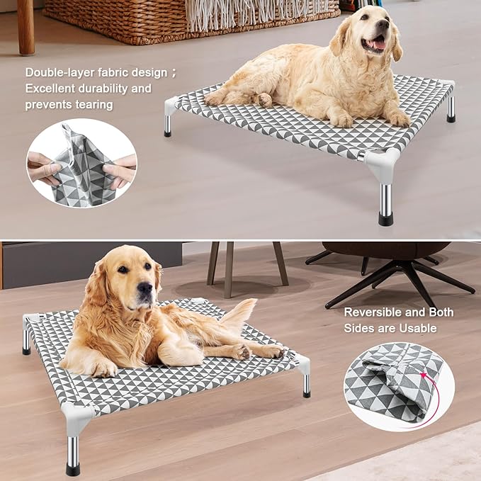 Elevated Outdoor Dog Bed, Medium Size, Cotton Material, Non-Slip Feet, Fits up - Image 3