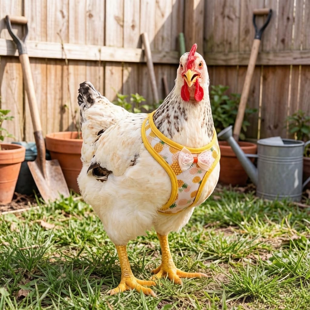 Chicken Harness with Leash, Duck Harness Vest for Goose Hans Yellow, Medium
