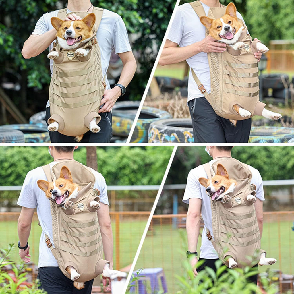 FLAdorepet Tactical Dog Backpack Carrier Front Back Bag for Medium Dogs,M