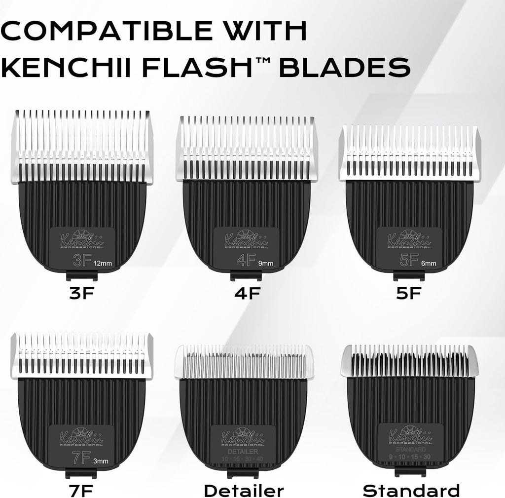 Kenchii Flash Cordless Dog Grooming Clipper, 4-in-1 Blade, White