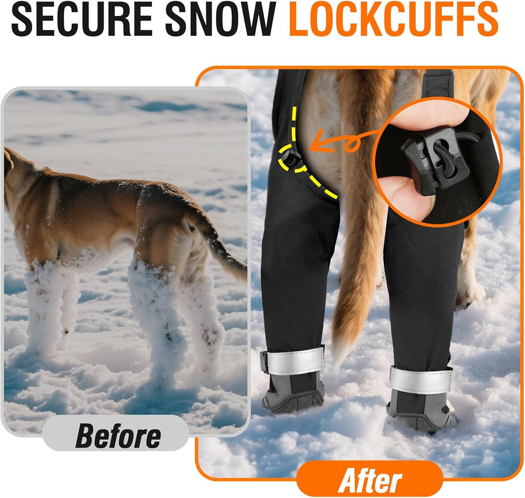Dog Suspender Boots with Fleece Lining, Waterproof Dog Snow Boots Anti-Slip Rubber Sole Dog Booties and Paw Protectors Winter Shoes for Dogs Legging Dog Shoes for Small Medium Large Dogs(B,1)