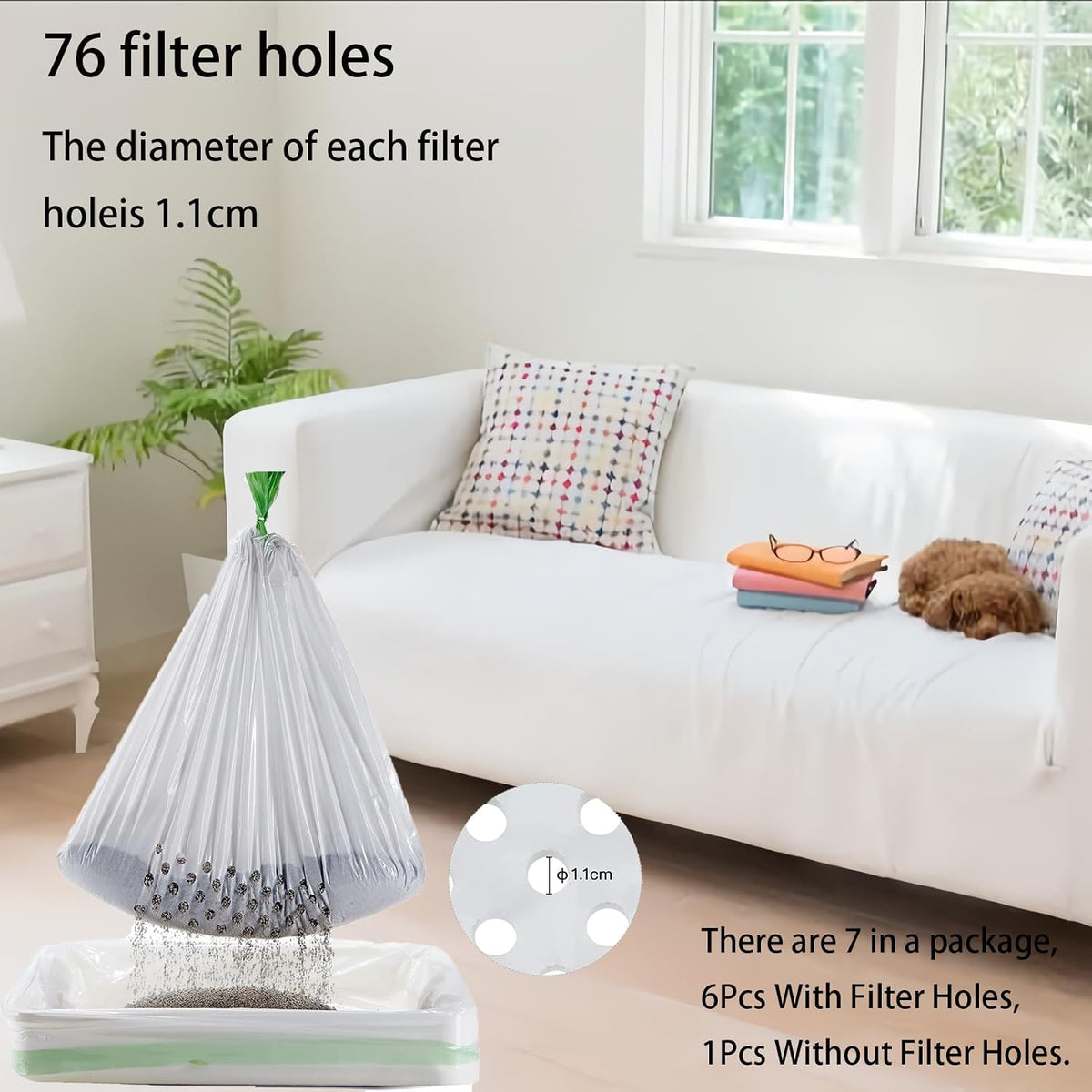 Sifting Cat Litter Liners with Holes 21 Count Large Drawstring