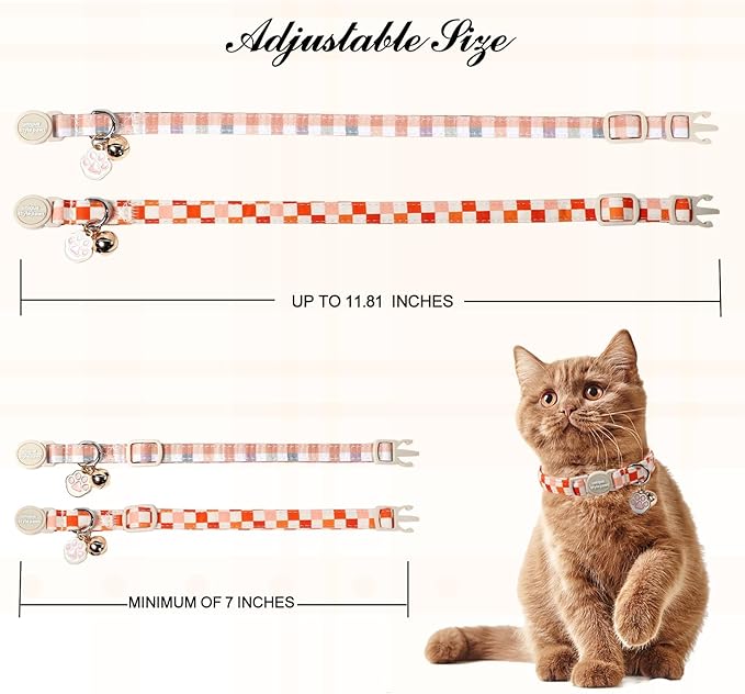 Unique Style Paws Orange Cat Collar, Cute Cat Collars - Image 3