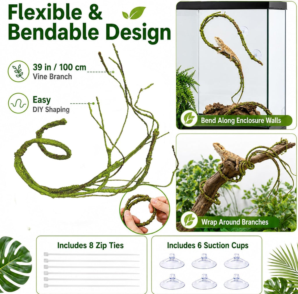 Bearded Dragon Tank Accessories: Artificial Plants Terrarium Decor Habitat