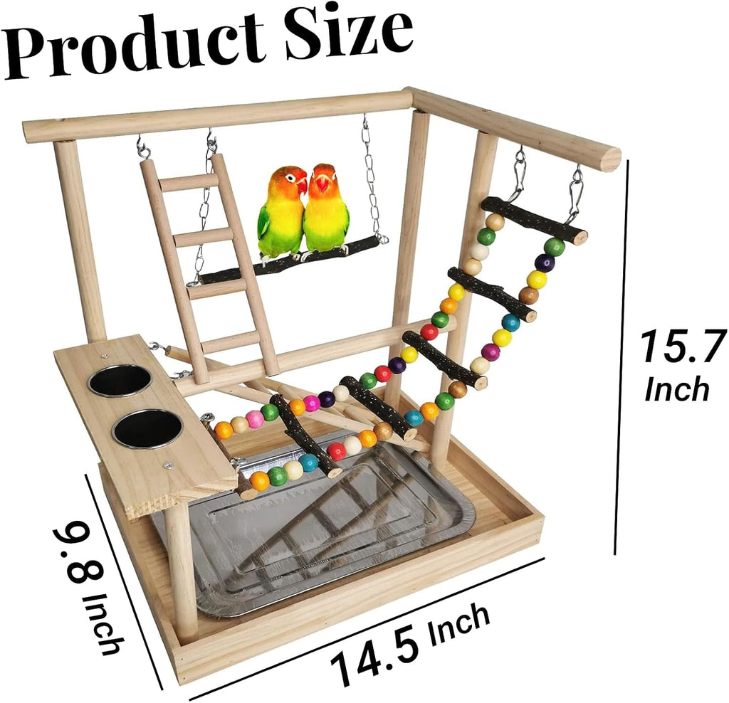 Bird Playground Wooden Parrot Stand Parakeet Perch Bird Play Gym