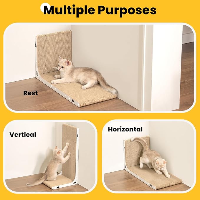 Cat Scratcher Lounge, 23 Inch L-Shaped Cat Scratch Pad, Vertical & Horizontal - Image 3