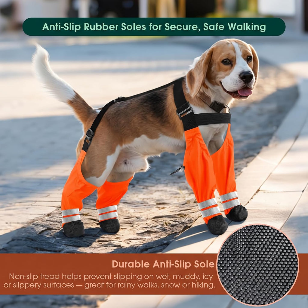 Upgraded Waterproof Dog Suspender Boots, Anti-Slip Dog Shoes That Stay On