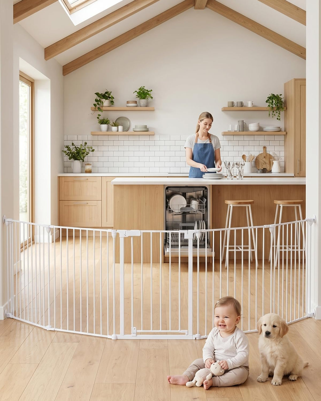 33-80" Extra Wide Baby Gate for Large Openings & Awkward Spaces, 30" Tall