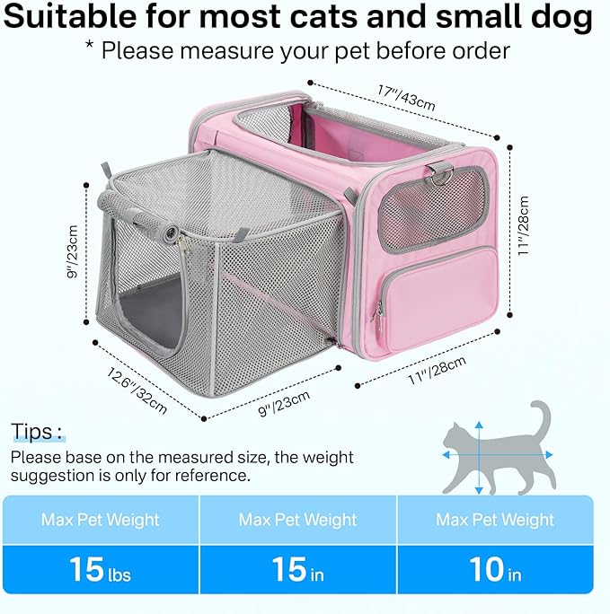 Expandable Cat Carrier, Airline Approved Soft Sided Pet Carrier - Image 4