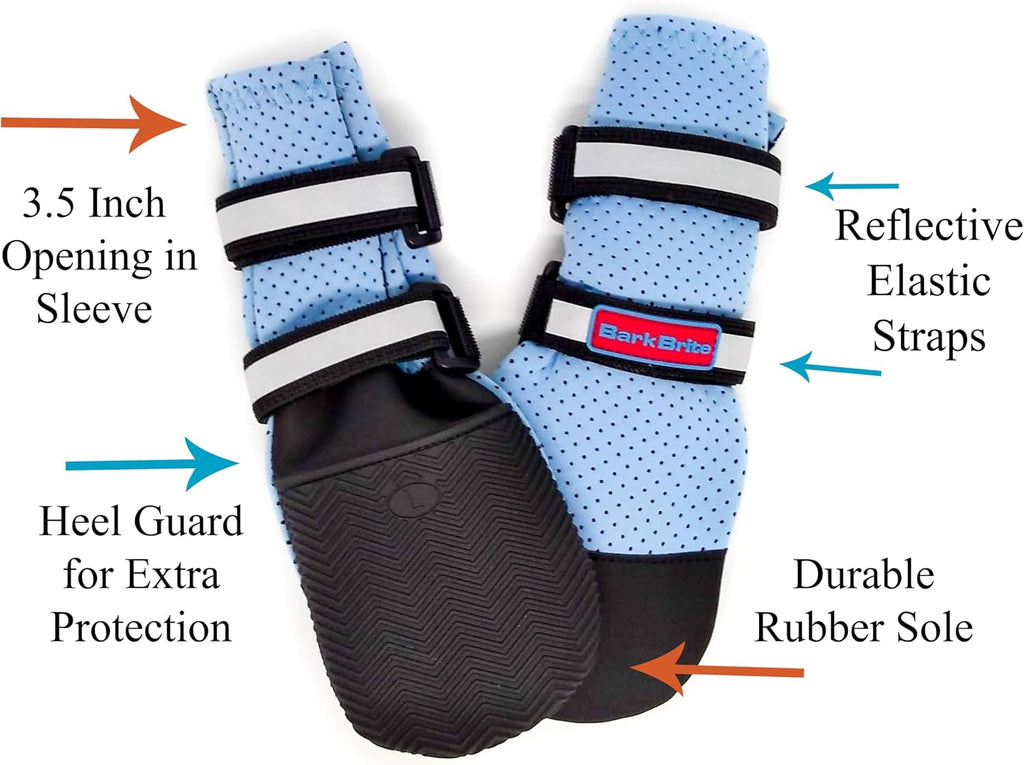 Bark Brite Lightweight Neoprene Paw Protector Dog Boots Designed for Comfort and Breathability in 5 Sizes (Blue Md)