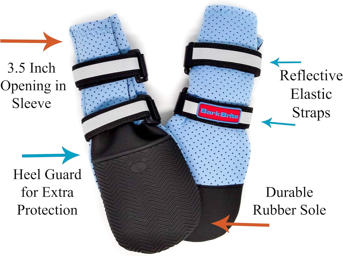 Bark Brite Lightweight Neoprene Paw Protector Dog Boots Designed for Comfort and Breathability in 5 Sizes (Blue Md)