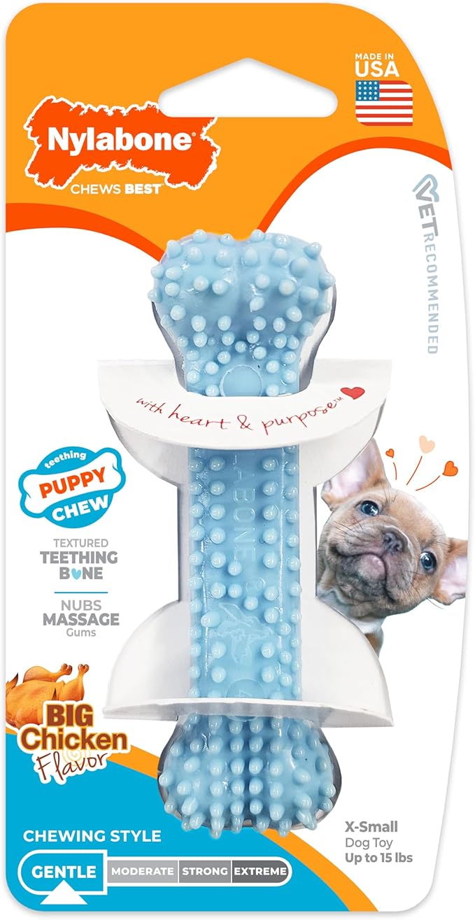 Nylabone Puppy Chew Blue Textured Teething Bone - Image 9