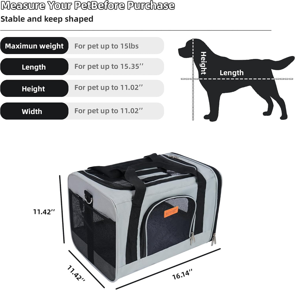 Cat Carrier, Portable Pet Carrier Bag, Black