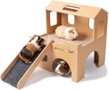 Guinea Pig Hideout with Ramp,2-Level Wooden Guinea Pig House for Small Pets
