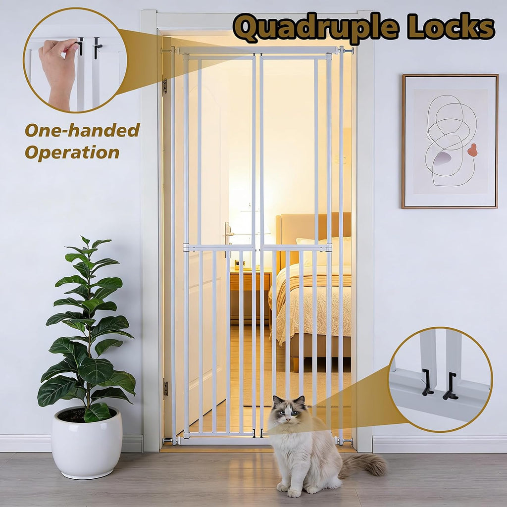 Extra Tall Cat Gate for Doorway – 75.2“ Pressure-Mounted Transparent Cat Gate for Pets, Fits 30”-36" Width, No Wall Drilling, Ideal for Stairs, Hallway, Indoor Safety Barrier