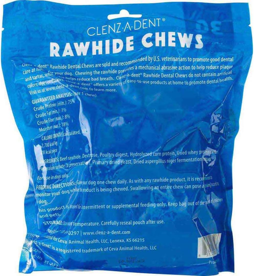 Medium Clenz a Dent Rawhide Chews for Dogs 11-25 Lbs