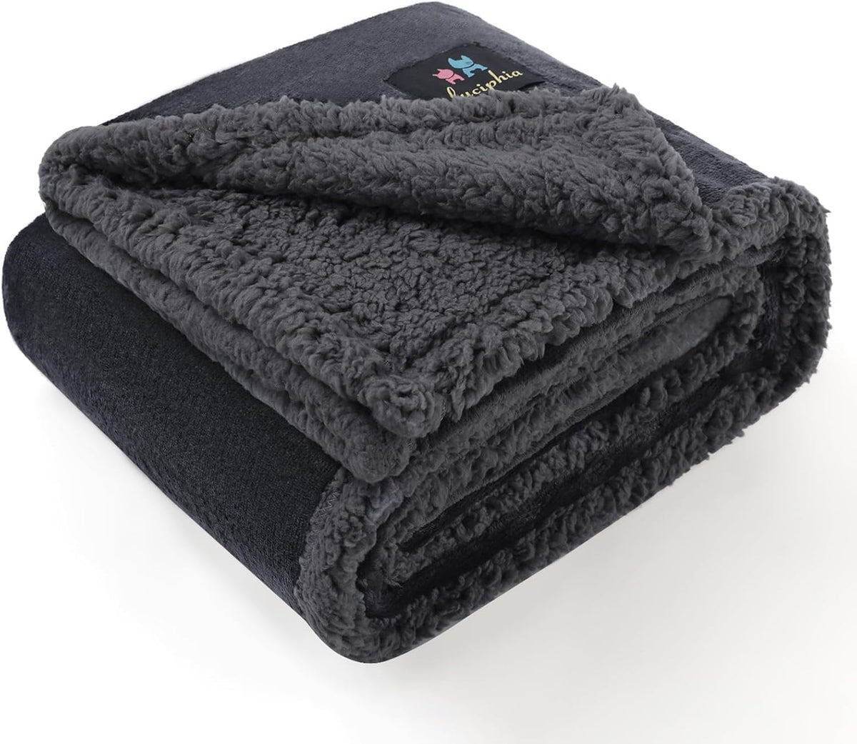 Luciphia Waterproof Bed Blanket Washable,Soft Sherpa Fleece Puppy Reversible Throw Blankets for Small Dog Cat,Furniture Cover Protector Couch Bed from Liquid Pee and Pet Fur, Grey, 40" x 28"