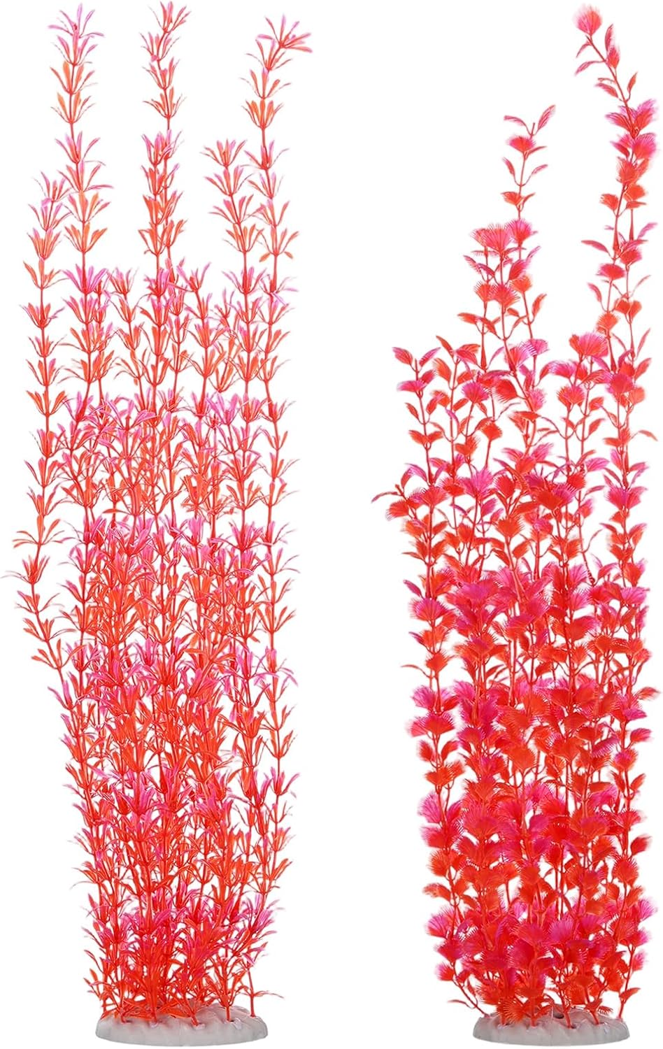 M METERXITY 2-Pack Tall Aquarium Plants, 23 Inch Plastic Large Artificial Fish Tank Plants for Aquarium Decor/Fish Tank Decorations Accessories [Style 2+3, Orange]