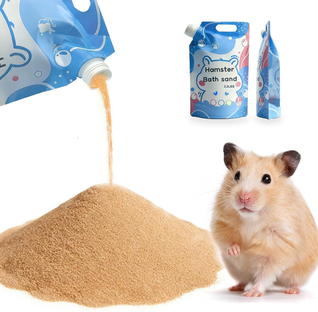 Meow&Woof Hamster Sand Bath Container, Large Sandbox Toilet Gerbil Batheoom, Hamster Sand, 2.2lbs Chinchilla Dust Bath, 100% Natural Sands