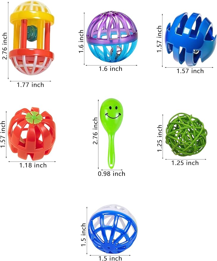 23-Pack Bird Toys for Parrots – Natural Rattan & Plastic Bell Balls – Safe - Image 2