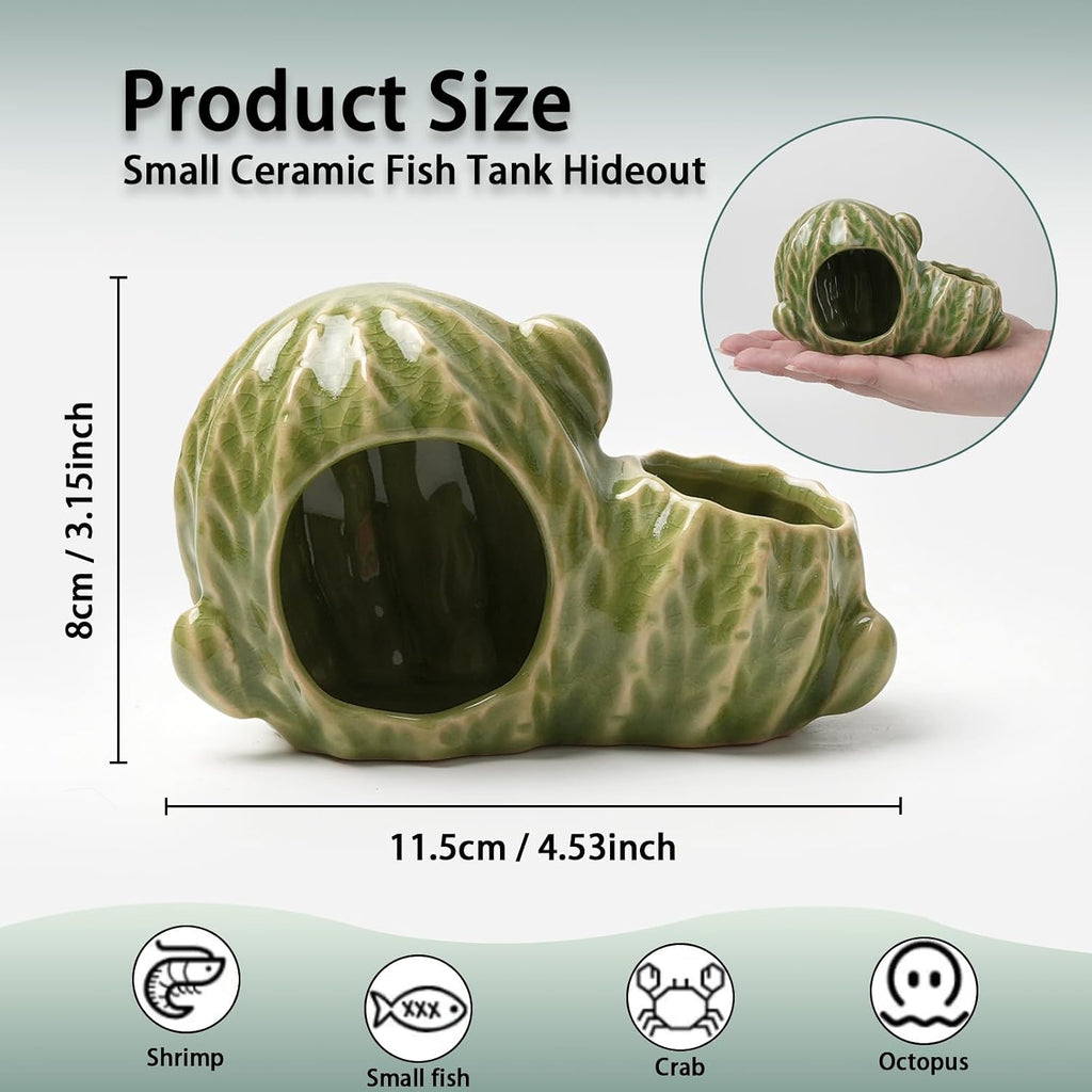 Green Aquarium Decor Ceramic Western Cactus Betta Fish Tank Cave
