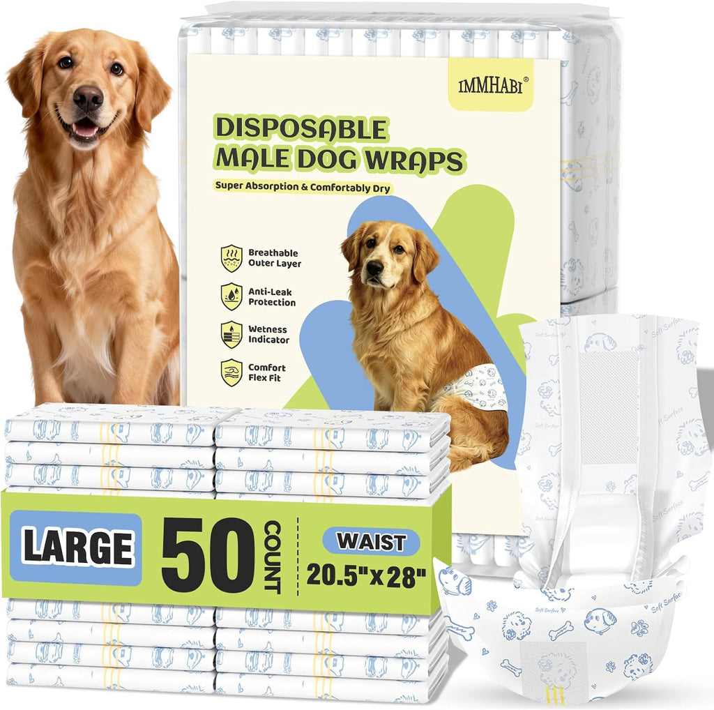Male Dog Diapers Disposable, Xs, Male Dog Wraps with Wetness Indicator