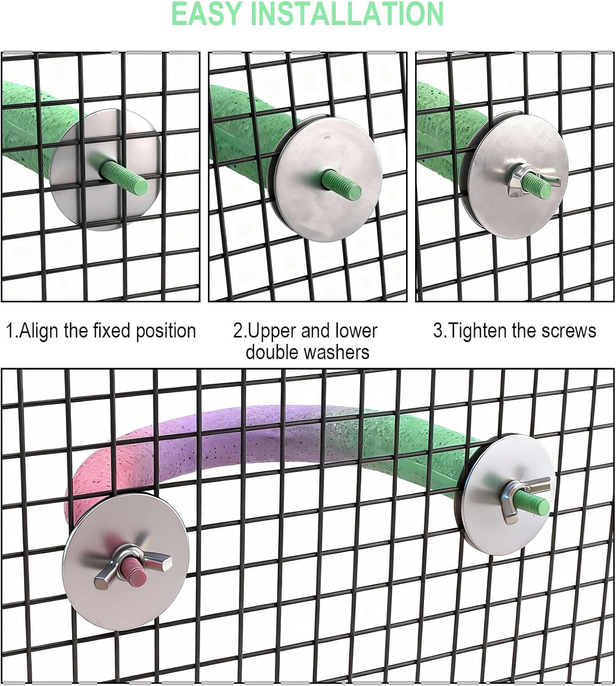 U Shape Parrot Perch Cage for 4cm Large Pad Fits Bird perches