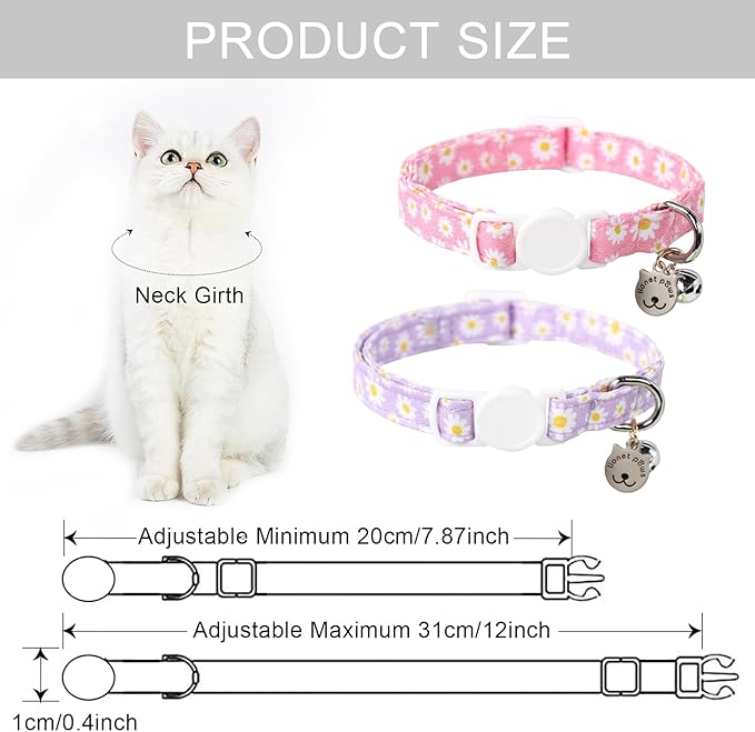 Lionet Paws 2pcs Pack Cotton Cat Collar, Breakaway Buckle - Image 6