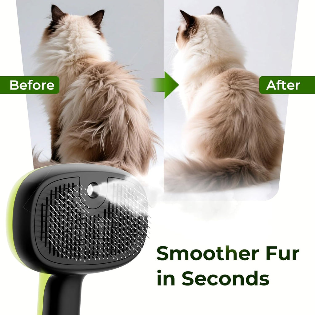 Pet Grooming Tool Bundle: Self-Cleaning Pet Brush + Steam Slicker Brush