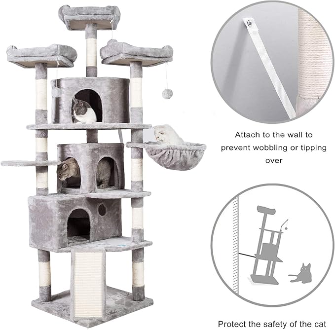 Hey-brother XL Size Cat Tree, 73.4 inch Cat Tower - Image 6