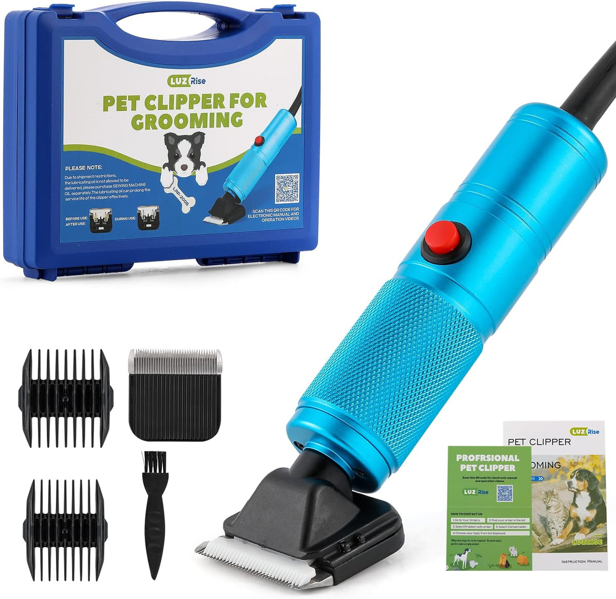 Pet Grooming Clippers 200W, Stepless Speed Control & Low Noise<50db