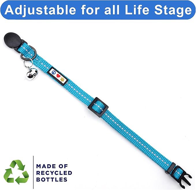 Pawtitas Recycled Teal Reflective Cat Collar – Eco-Friendly Breakaway Safety - Image 5
