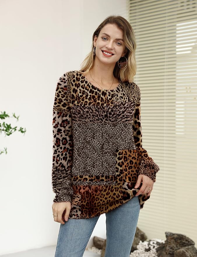 YESNO Women Christmas Sweater Graphic Printed Oversized Pullover Sweaters - Image 3