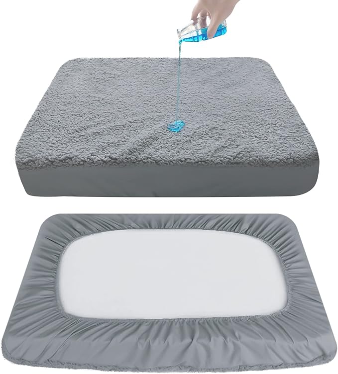 Dog Bed Covers Soft Plush Replacement Washable, Waterproof Pet Bed Liner Grey - Image 4