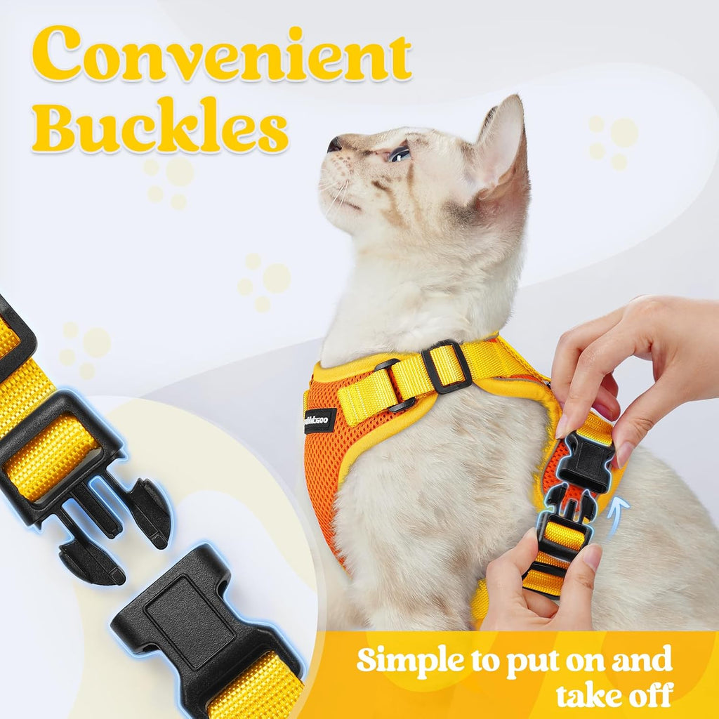 rabbitgoo Cat Harness and Leash Set, Soft Breathable Vest, Orange & Yellow