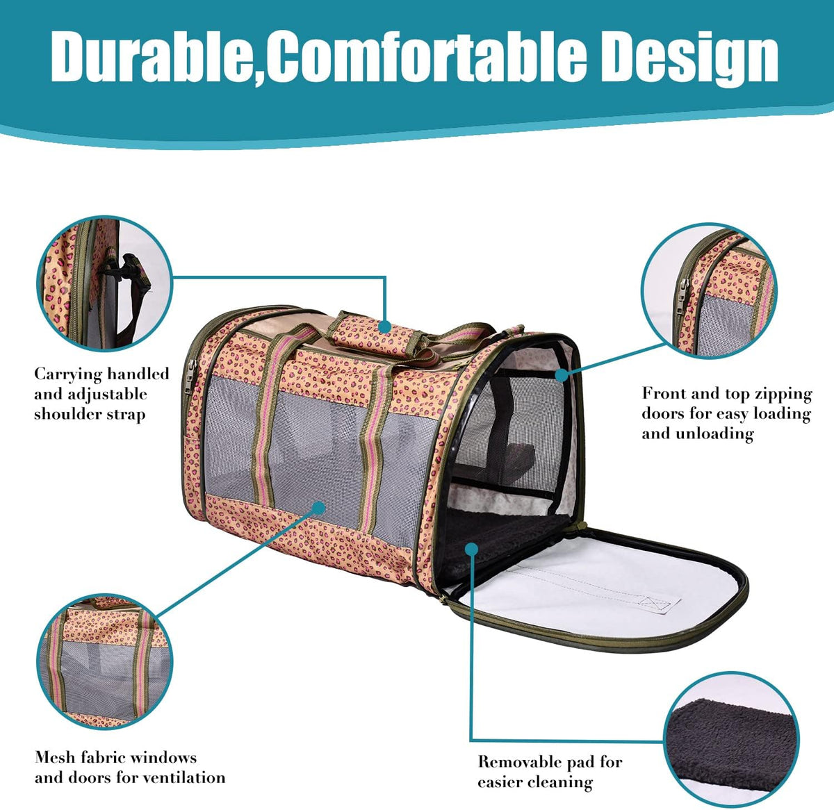 Soft-Sided Kennel Pet Carrier, Airline Approved Travel Handbag