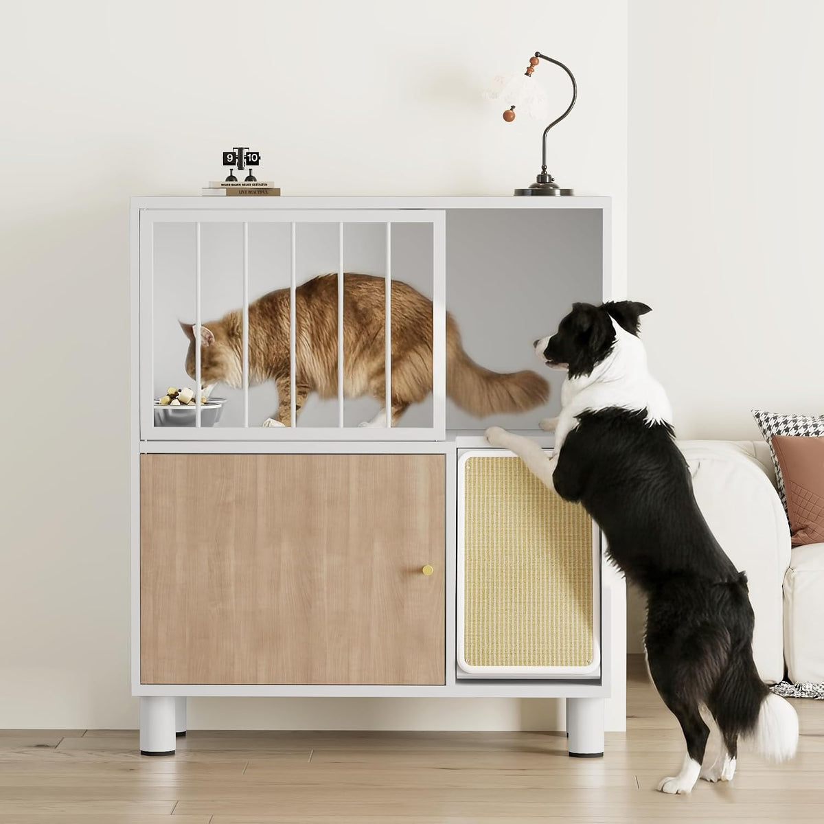 Metal Cat Feeding Station, Dog Proof Cat Feeding Station, Pet Food Storage