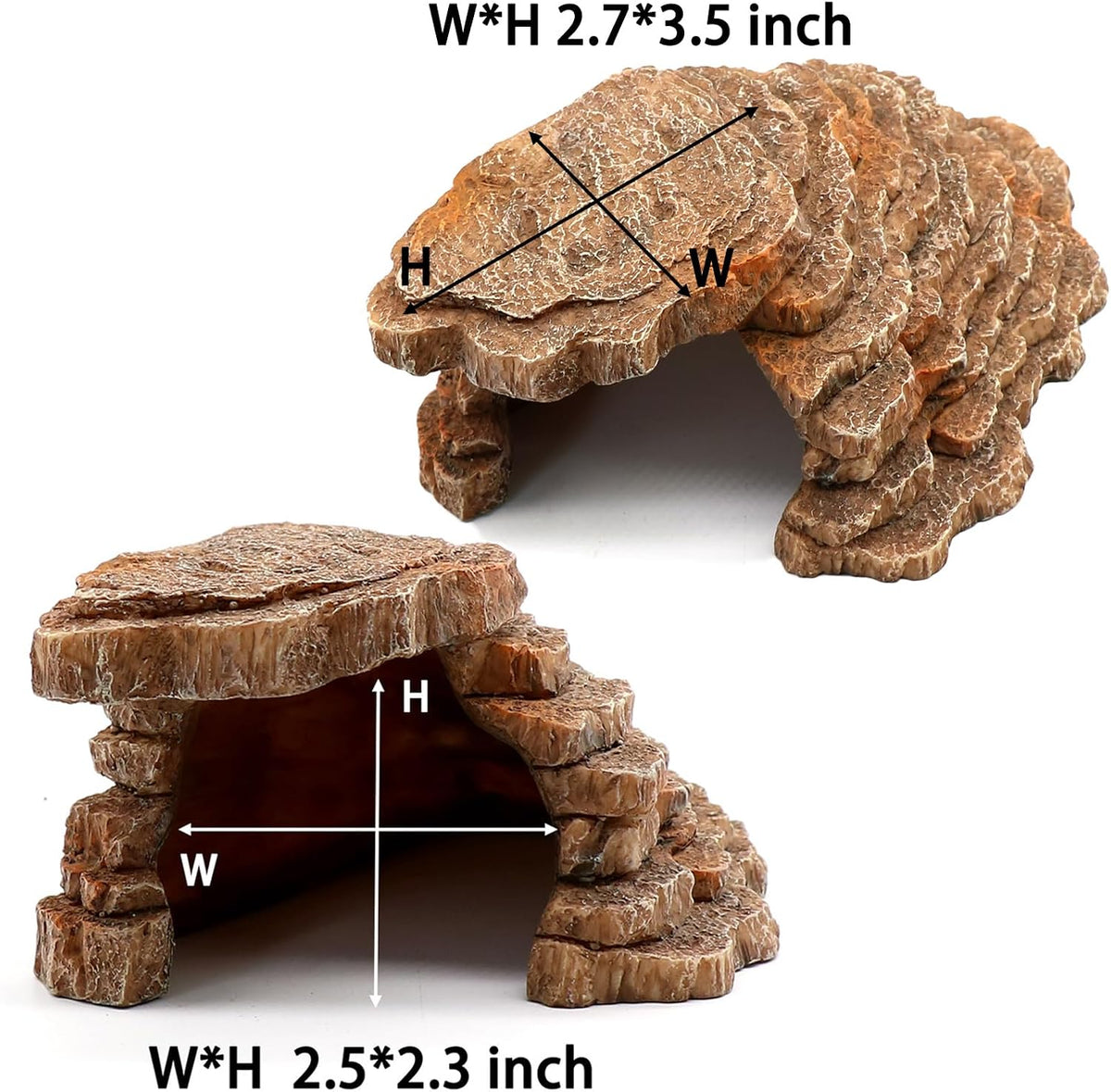 Gecko Hide Shale Scape Step Ledge, Reptile Cave Hideout Tank Accessories Decorations, Great for Reptiles, Amphibians, Leopard Gecko, Lizard, Frogs, Turtle (Small-7.3 * 4.4 * 3)