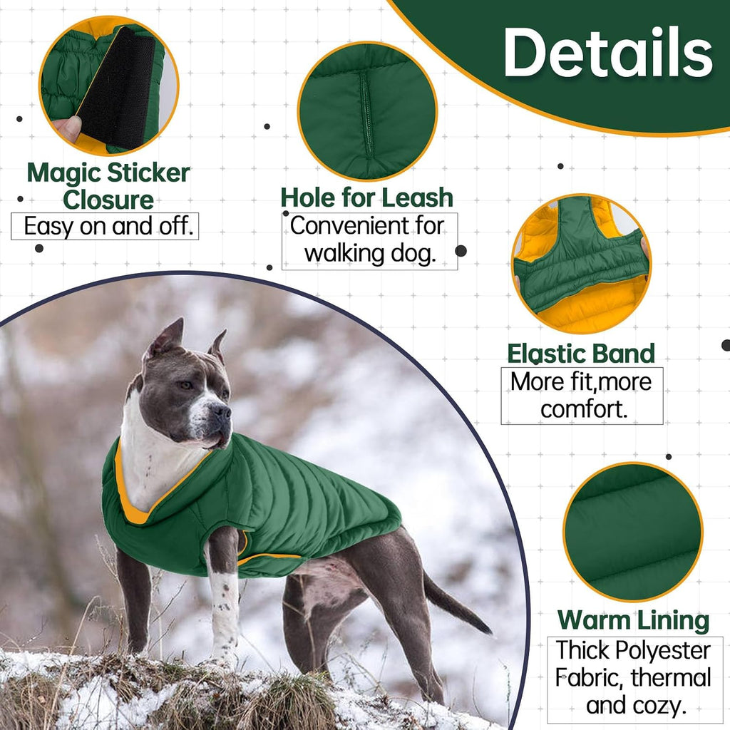 Lelepet Reversible Dog Coat Windproof Dog Jacket Lightweight Puffer Vest