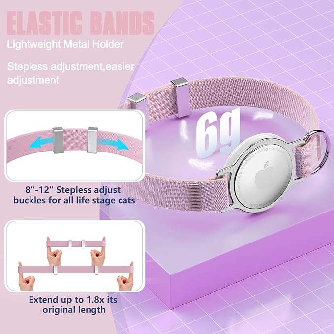 AirTag Cat Collar, Ultra Elastic Cat Tracker Collar, Airtag Holder Compatible - Image 5